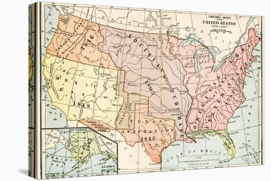 Map of Territorial Growth of the United States from 1783-1867-null-Stretched Canvas