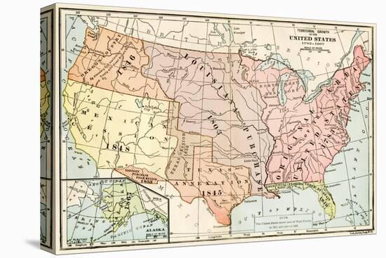 Map of Territorial Growth of the United States from 1783-1867-null-Stretched Canvas