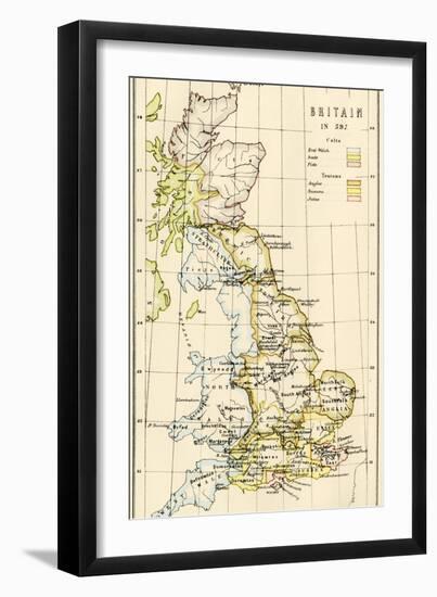 Map of Territory Controlled by Celts, Picts, Anglos, Saxons, and Other Tribes in Britain in 597 Ad-null-Framed Giclee Print