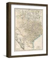 Map of Texas and Indian Territory (Now Oklahoma), 1870s-null-Framed Giclee Print