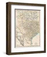 Map of Texas and Indian Territory (Now Oklahoma), 1870s-null-Framed Premium Giclee Print