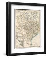 Map of Texas and Indian Territory (Now Oklahoma), 1870s-null-Framed Premium Giclee Print