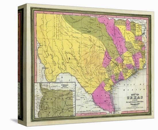 Map of Texas, c.1846-Samuel Augustus Mitchell-Stretched Canvas