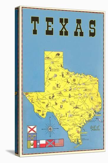 Map of Texas, Flags-null-Stretched Canvas