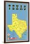 Map of Texas, Flags-null-Framed Art Print