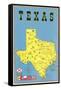 Map of Texas, Flags-null-Framed Stretched Canvas