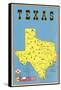 Map of Texas, Flags-null-Framed Stretched Canvas