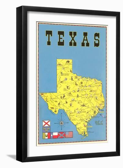 Map of Texas, Flags-null-Framed Art Print