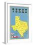 Map of Texas, Flags-null-Framed Art Print