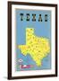 Map of Texas, Flags-null-Framed Art Print