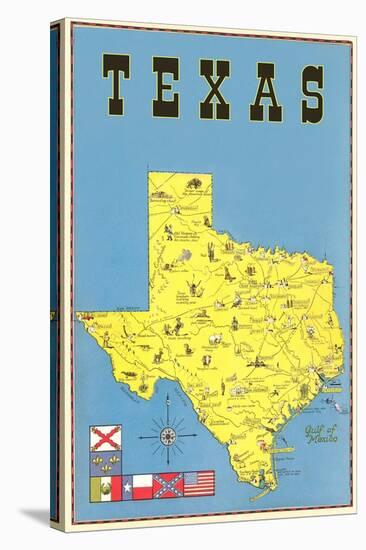 Map of Texas, Flags-null-Stretched Canvas