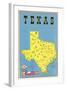 Map of Texas, Flags-null-Framed Art Print