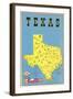 Map of Texas, Flags-null-Framed Art Print