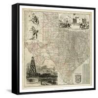 Map of Texas-null-Framed Stretched Canvas