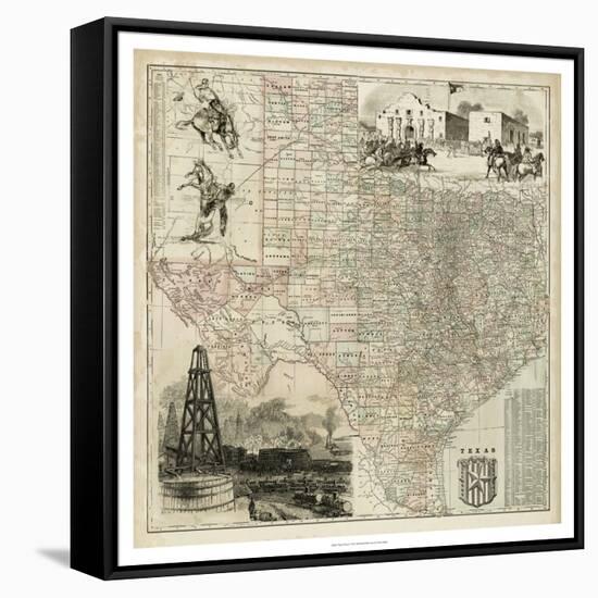 Map of Texas-null-Framed Stretched Canvas