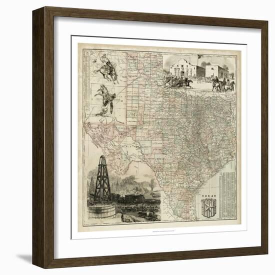 Map of Texas-null-Framed Art Print