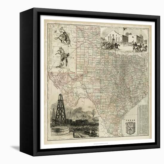 Map of Texas-null-Framed Stretched Canvas