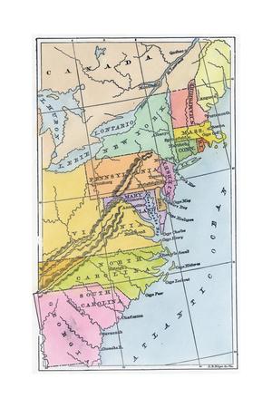 Map Of The 13 Original American Colonies Giclee Print Allposters Com