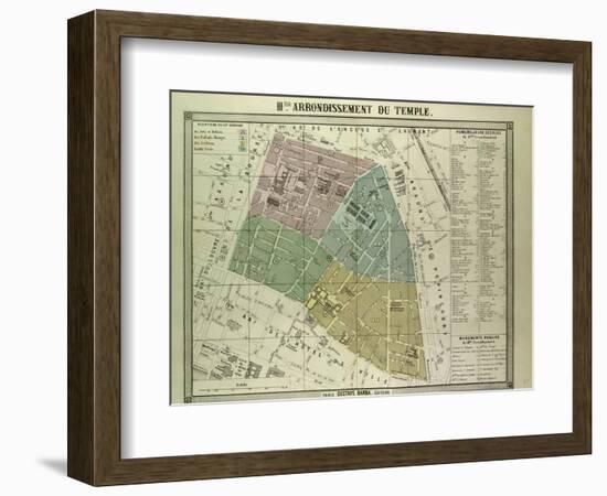 Map of the 3rd Arrondissement Du Temple Paris France-null-Framed Giclee Print