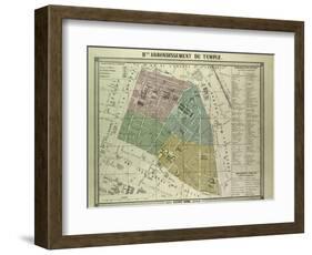 Map of the 3rd Arrondissement Du Temple Paris France-null-Framed Giclee Print