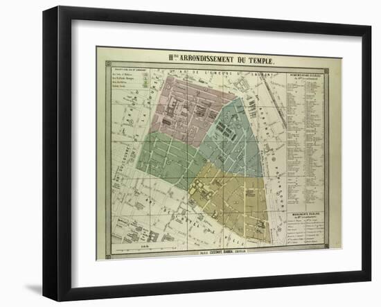 Map of the 3rd Arrondissement Du Temple Paris France-null-Framed Giclee Print