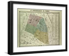 Map of the 3rd Arrondissement Du Temple Paris France-null-Framed Giclee Print