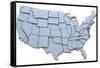 Map of the 48 Continental USA States Raised with Clipping-Path-Michael Darcy Brown-Framed Stretched Canvas