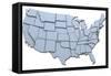 Map of the 48 Continental USA States Raised with Clipping-Path-Michael Darcy Brown-Framed Stretched Canvas