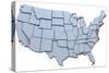 Map of the 48 Continental USA States Raised with Clipping-Path-Michael Darcy Brown-Stretched Canvas