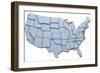 Map of the 48 Continental USA States Raised with Clipping-Path-Michael Darcy Brown-Framed Photographic Print