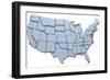 Map of the 48 Continental USA States Raised with Clipping-Path-Michael Darcy Brown-Framed Photographic Print