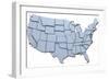 Map of the 48 Continental USA States Raised with Clipping-Path-Michael Darcy Brown-Framed Photographic Print