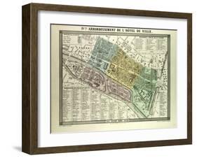 Map of the 4th Arrondissement De L'Hôtel De Ville Paris France-null-Framed Giclee Print