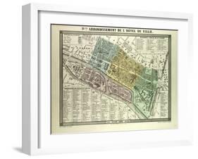 Map of the 4th Arrondissement De L'Hôtel De Ville Paris France-null-Framed Giclee Print