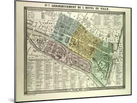 Map of the 4th Arrondissement De L'Hôtel De Ville Paris France-null-Mounted Giclee Print