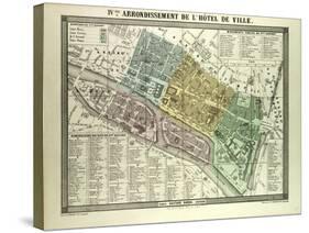 Map of the 4th Arrondissement De L'Hôtel De Ville Paris France-null-Stretched Canvas