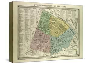 Map of the 5th Arrondissement Du Pantheon Paris France-null-Stretched Canvas