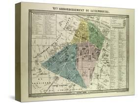 Map of the 6th Arrondissement Du Luxembourg Paris France-null-Stretched Canvas