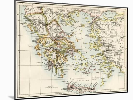 Map of the Aegean Sea in the Time of Ancient Greece-null-Mounted Giclee Print