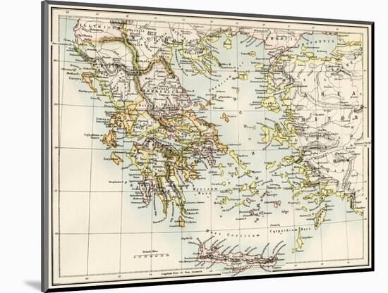 Map of the Aegean Sea in the Time of Ancient Greece-null-Mounted Giclee Print