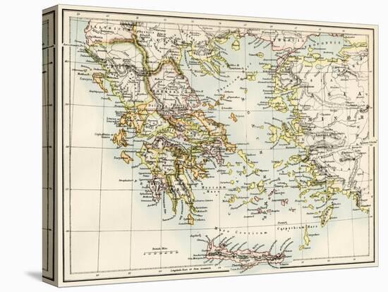 Map of the Aegean Sea in the Time of Ancient Greece-null-Stretched Canvas