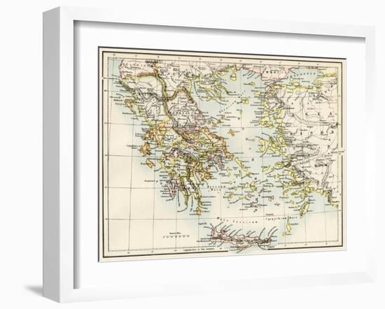 Map of the Aegean Sea in the Time of Ancient Greece-null-Framed Giclee Print