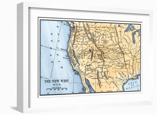 Map of the American West in the 1880s-null-Framed Giclee Print