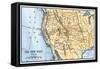 Map of the American West in the 1880s-null-Framed Stretched Canvas