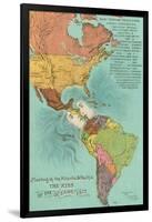 Map of the Americans, Opening of the Panama Canal-null-Framed Art Print