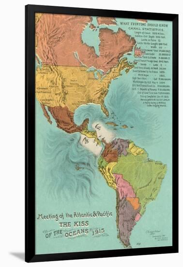 Map of the Americans, Opening of the Panama Canal-null-Framed Art Print