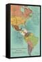 Map of the Americans, Opening of the Panama Canal-null-Framed Stretched Canvas