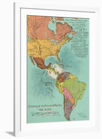 Map of the Americans, Opening of the Panama Canal-null-Framed Art Print