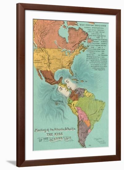 Map of the Americans, Opening of the Panama Canal-null-Framed Art Print