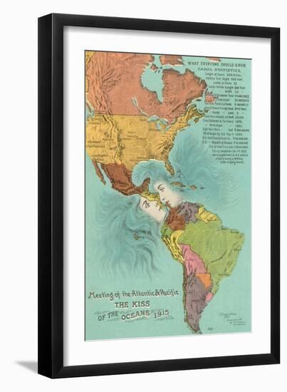 Map of the Americans, Opening of the Panama Canal-null-Framed Art Print